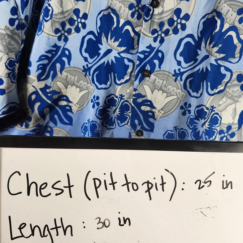 VTG Pineapple Connection Men XL Hawaiian‎ Shirt Aloha Blue Floral Hang Loose 90s - Picture 5 of 10